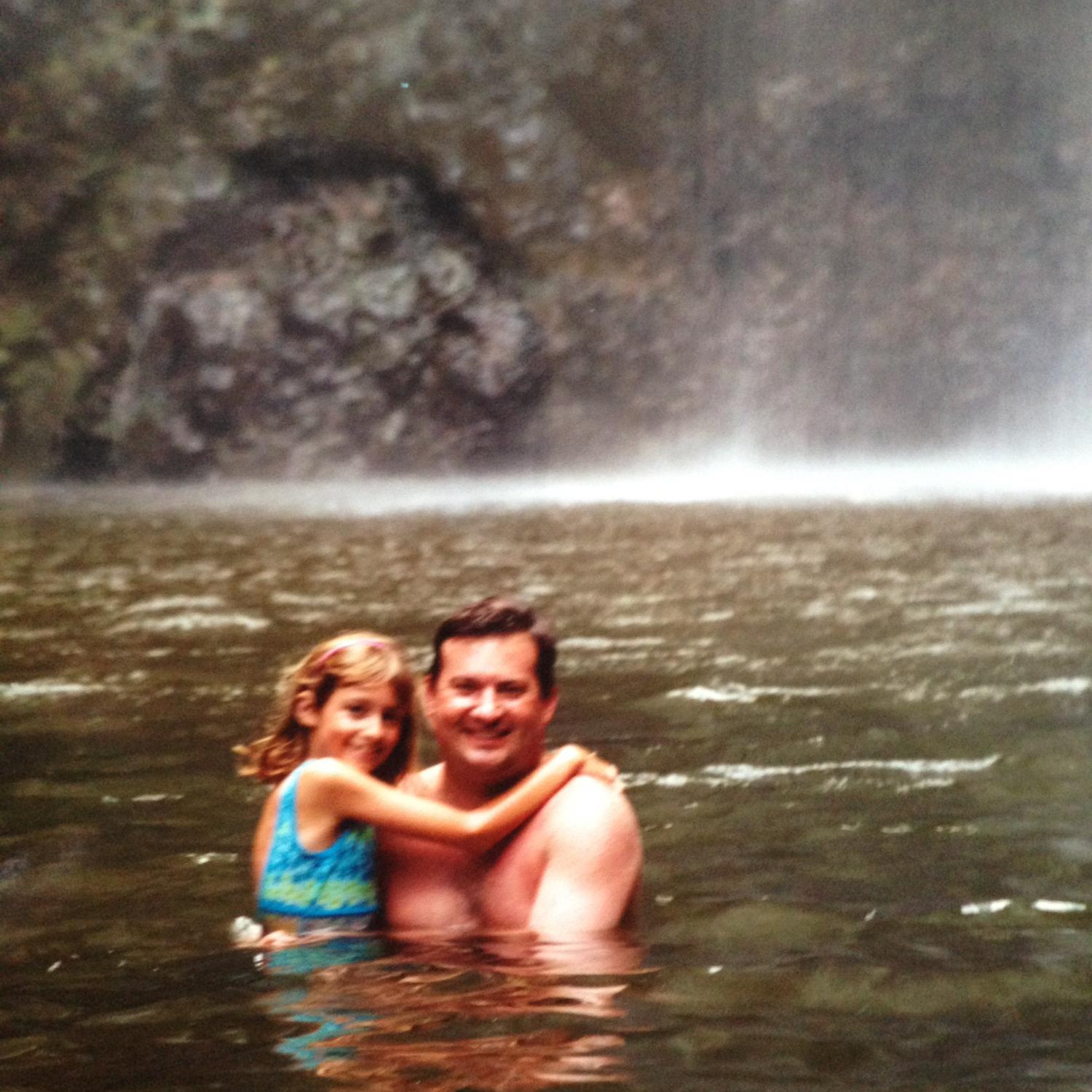 Julie and her dad in Kauai in 2001.