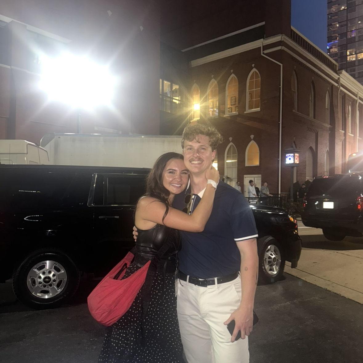 Lucas coming to watch Tessa play at the Ryman, a few months after she watched him play at the Ryman!