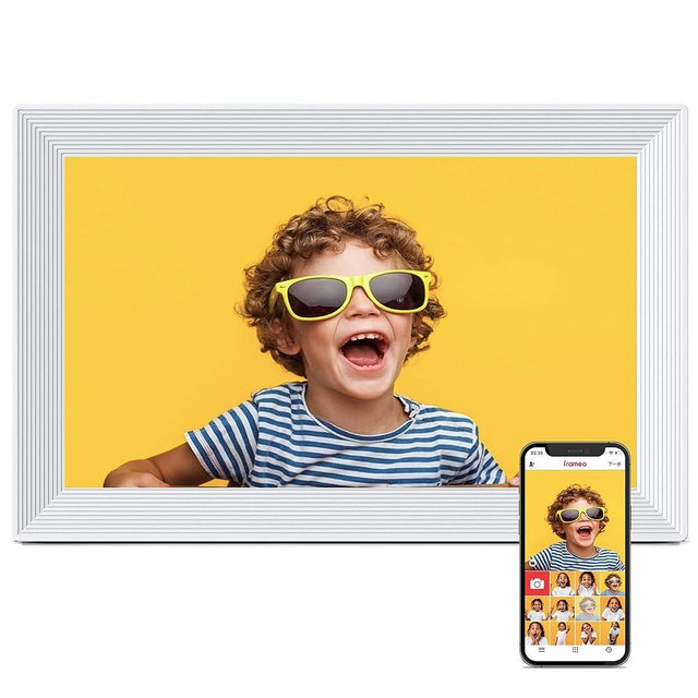 Pastigio Frameo WiFi Digital Picture Frame, 10.1 Inch 1280 * 800IPS Touch Screen Digital Photo Frame, 16GB Memory, Auto-Rotate, Share Moments Instantly, Gift for Friends, Family, White