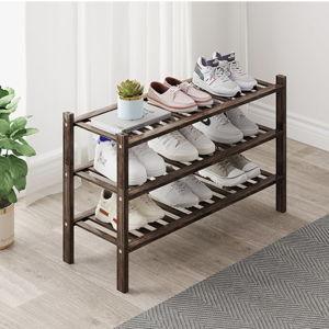 Bamboo Shoe Rack Organizer for Closet and Entryway - Space-Saving Narrow Shoe Stand - Versatile Shoe Holder for Door or Closet Shelf,Garage Bedroom can Freely Stack DIY Small Shoe Racks 3 Tier Brown