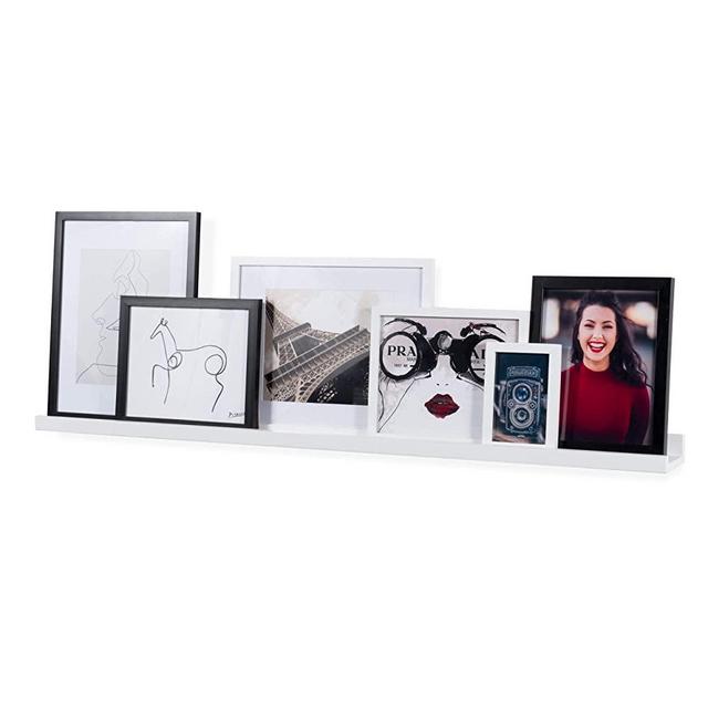 Wallniture Denver Modern Design Floating Picture Display Ledge Wall Mount Shelf 46 Inches White