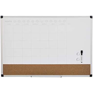 AmazonBasics Dry Erase and Cork Calendar Planner Board, 24" x 36"
