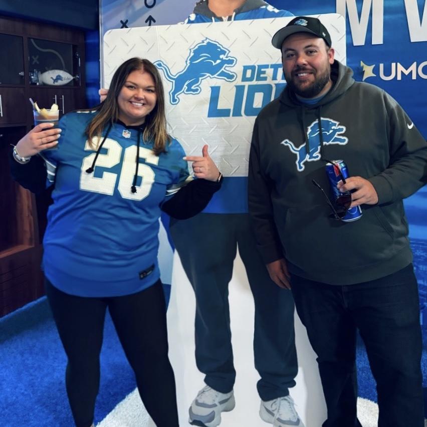 Our first Detroit Lions game together, Nov 2024.