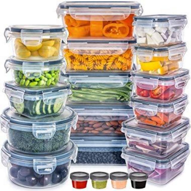 Food Storage Containers with Lids - Plastic Food Containers with Lids - Plastic Containers with Lids Storage (20 Pack) - Plastic Storage Containers with Lids Food Container Set BPA-Free Containers