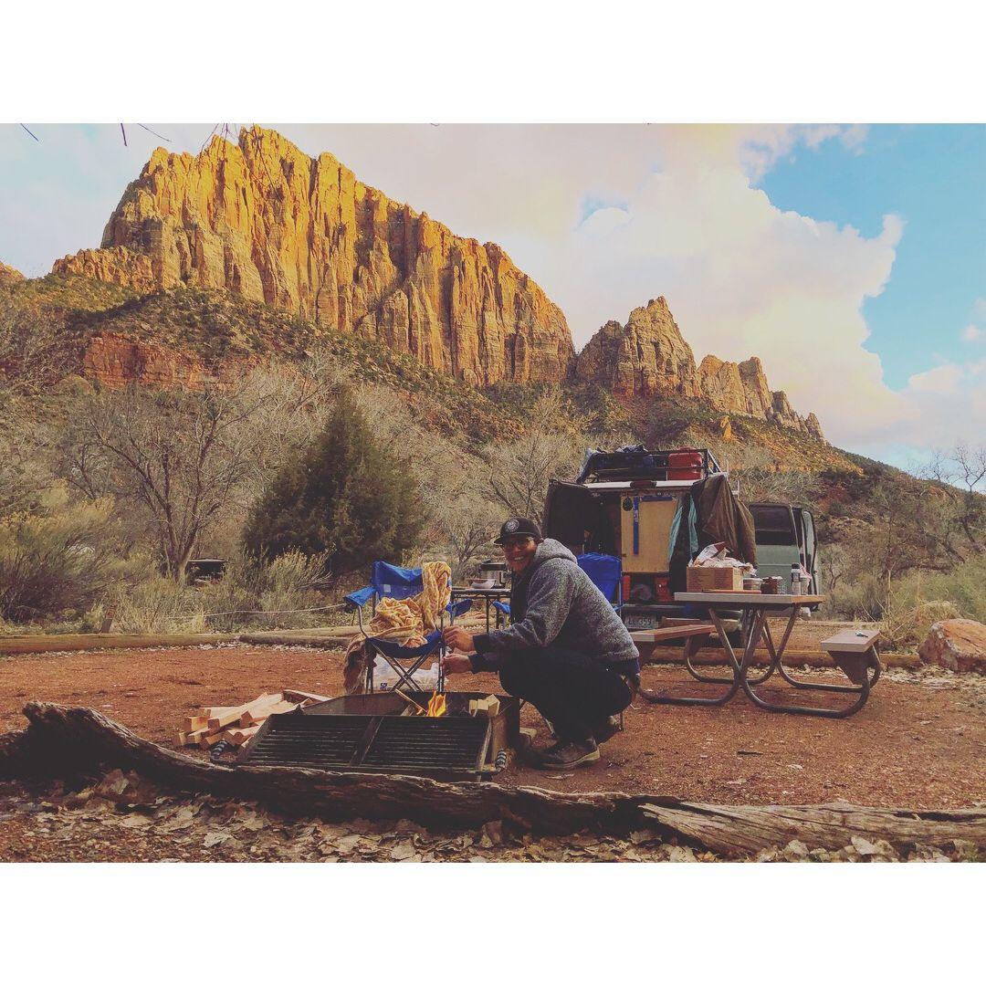 Matt makes the best fires! - Zion National Park