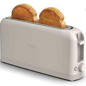 bella 2 Slice Slim Toaster, Fits-anywhere™ Kitchenware, 6 Setting Shade Control with Reheat & Cancel Buttons, Removable Crumb Tray, 10” Long Slot, Anti Jam & Auto Shutoff, 900 Watt, Oatmilk