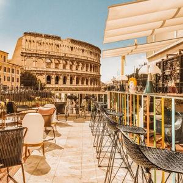 Cocktails on a Rooftop Bar in Rome