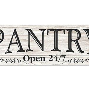 MRC Wood Products Pantry Open 24/7 White Rustic Wood Wall Sign 6x18