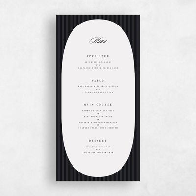 Black Wedding Menu - Madison