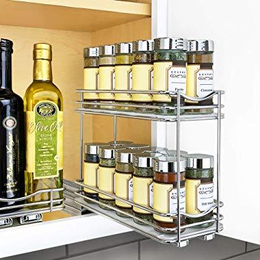 Lynk Professional 430422DS Slide Out Double Spice Rack Upper Cabinet Organizer, 4", Chrome