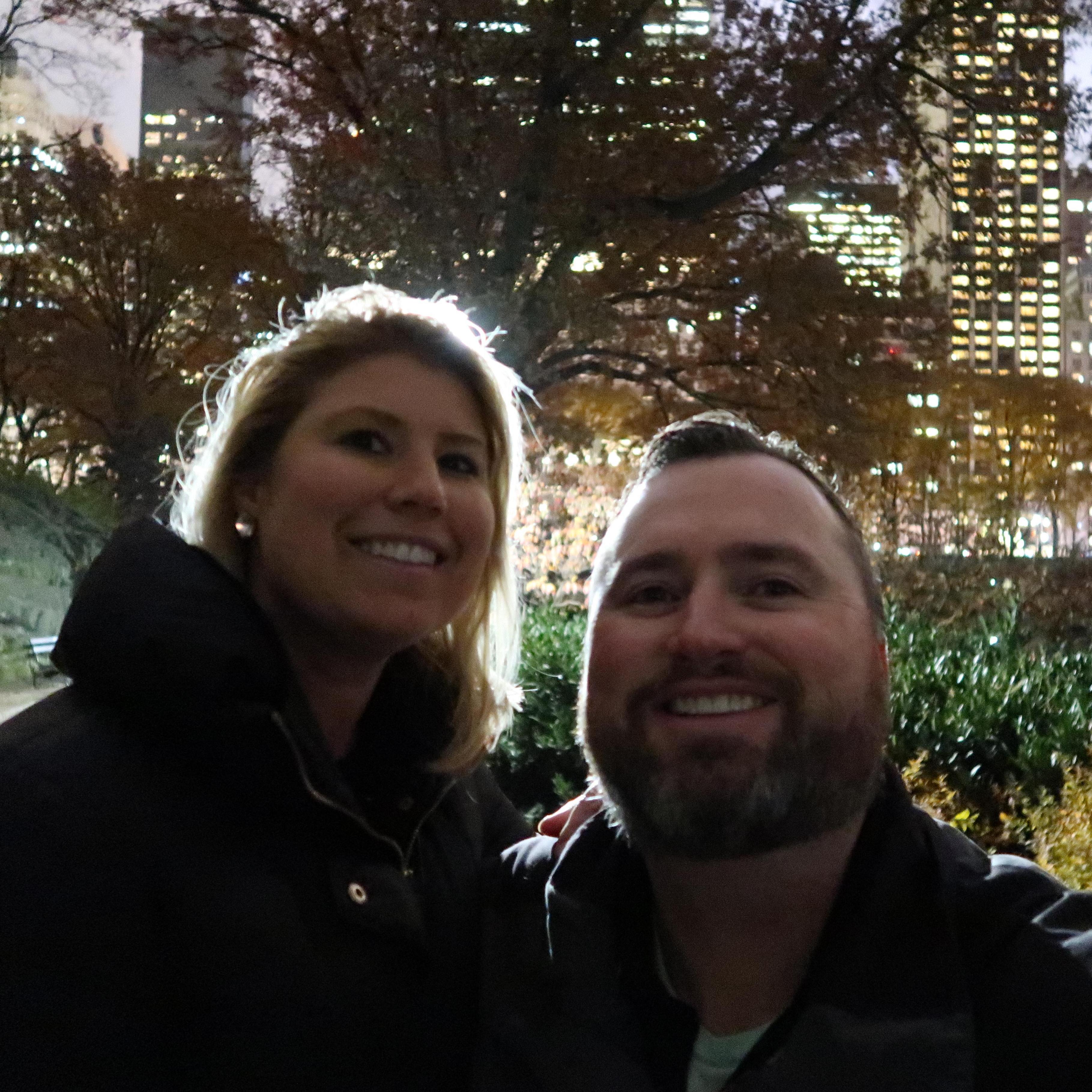 In Central Park, New York. Minutes before proposing!