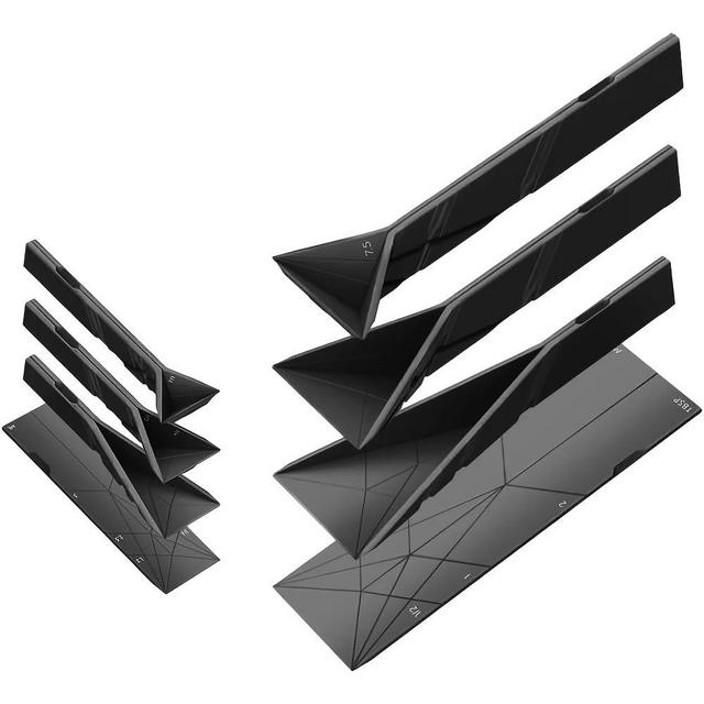 2 Pack ABS Polygon Measuring Spoons 3-in-1 Multifunctional Folding Kitchen Utensils with 6 Sizes, Durable Ingredient Scoops for Cooking & Baking (Black)