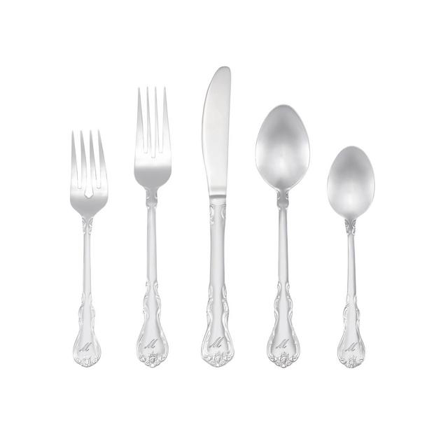 RiverRidge 46pc Personalized Silverware Set Bouquet Pattern - M