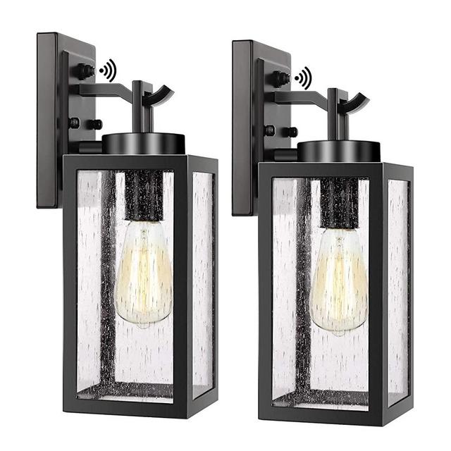 2 Packs Dusk to Dawn Outdoor Wall Lantern with Sensor, Exterior Porch Light Fixtures Wall Mount, 100% Waterproof Anti-Rust, Matte Black Aluminum Outdoor Wall Lights for Garage, Doorway, Hallway