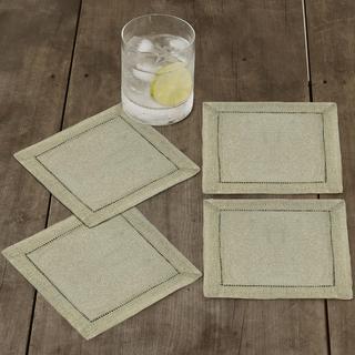 Metallic Hemstitch Cocktail Napkin, Set of 4