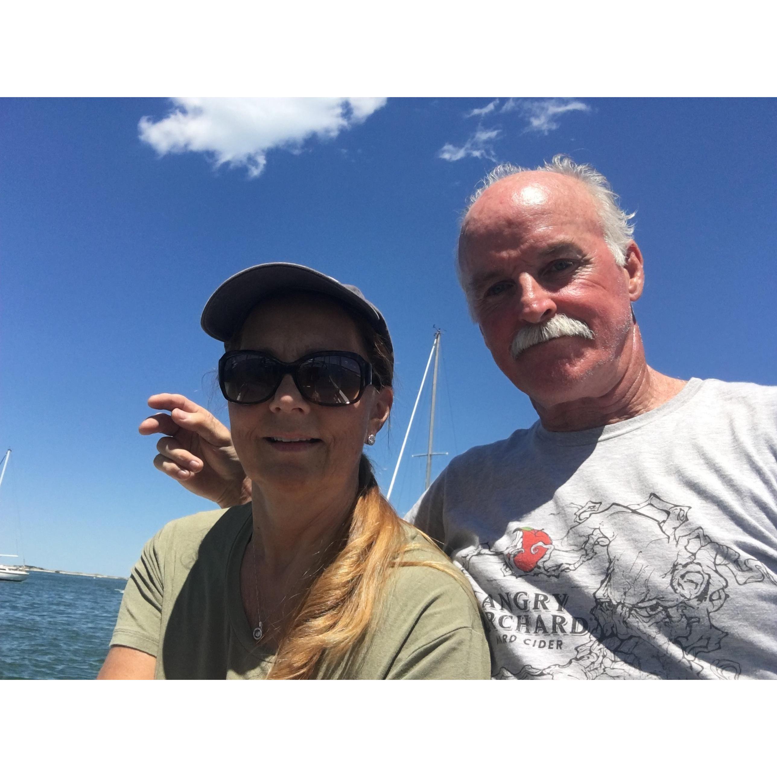 On our boat, enjoying the day ...