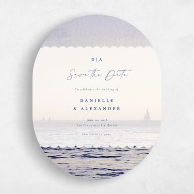 Purple Oval Wedding Save the Date - Luve Portrait