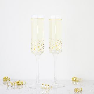 Personalized Gold Dot Champagne Flute, Set of 2