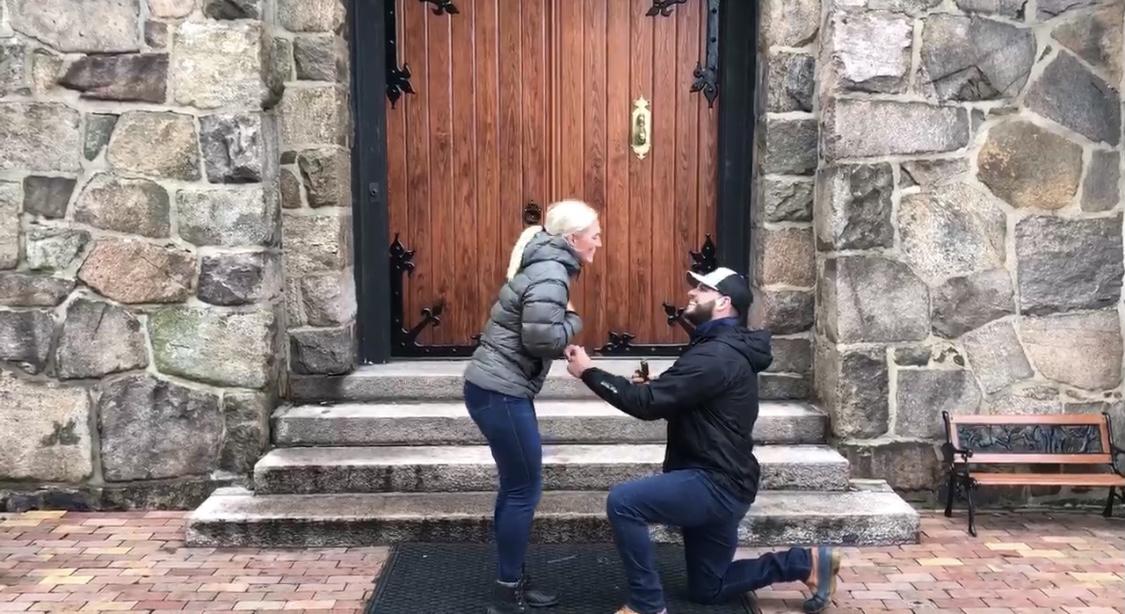 The front door of Singer Castle and THE moment Stephen proposed!