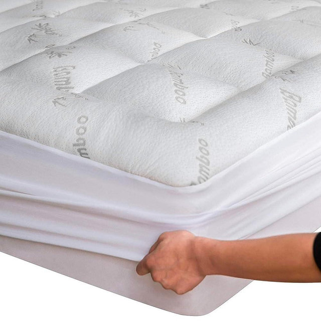 Viscose Made from Bamboo Queen Mattress Topper - Thick Cooling Breathable Pillow Top Mattress Pad for Back Pain Relief - Deep Pocket Topper Fits 8-20 Inches Mattress, White