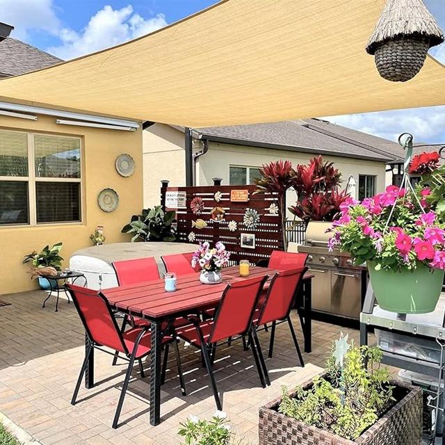 INFRANGE 20' x 20' Rectangle Sun Shade Sails Canopy UV Block for Patio Deck Pergola Yard Lawn Outdoor Activities (Beige)