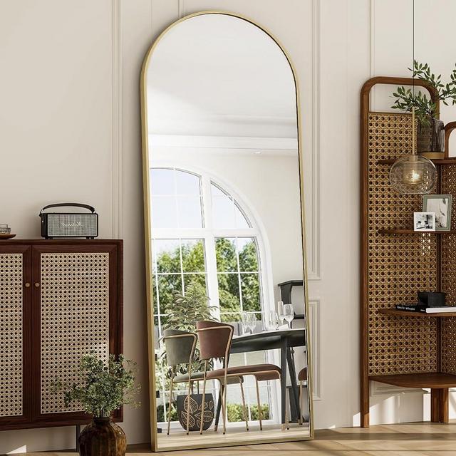GLSLAND 28" x 71" Arched Full Length Mirror - Gold Full Body Mirror - Extra Large Floor Mirrors for Bedroom, Living Room, Bathroom