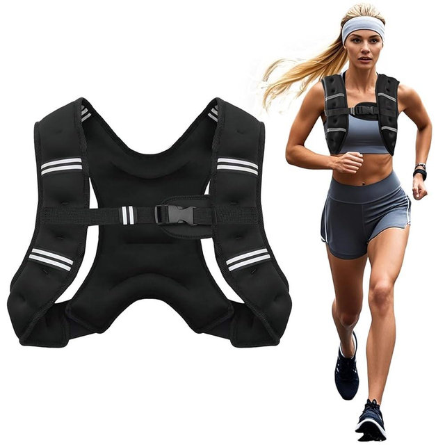 Poudee Weighted Vest, 6lb/8lb/10lb/12lb/16lb/20lb/25lb/30lb Weight Vest for Men Women, Body Weight Vests Adjustable with Reflective Stripe for Strength Training, Running, Workout, Jogging, Walking
