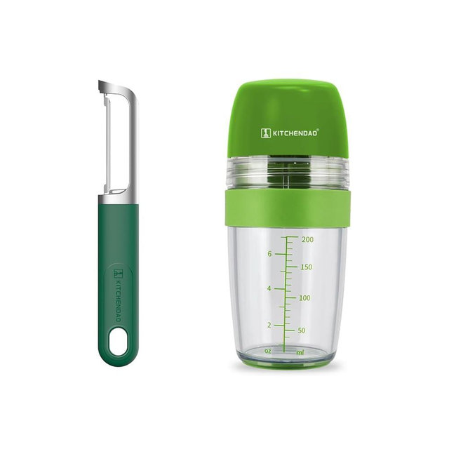 KITCHENDAO Swivel Potato Peeler and Salad Dressing Shaker