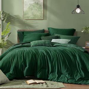 Monbix Queen Comforter Set - 7 Pieces Emerald Green