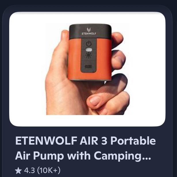 ETENWOLF - AIR 3 Air Pump for Inflatables with 2600 mAh Battery & Camping Light - Vivid Orange