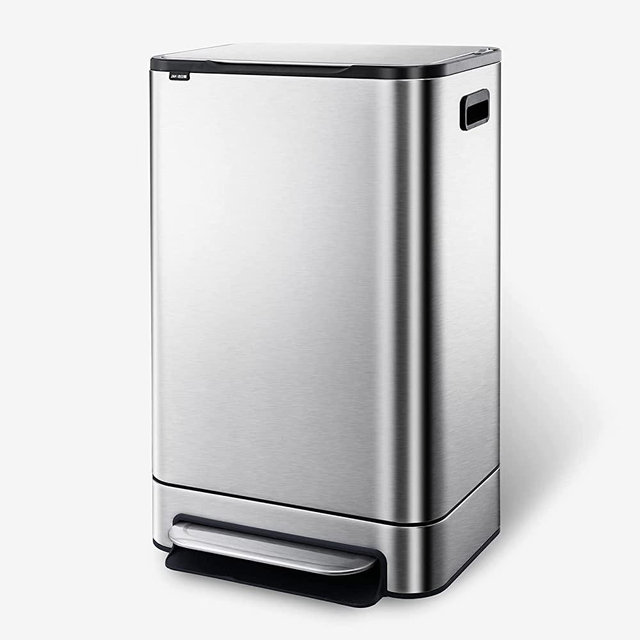 Kitchen Trash Can - ELPHECO - 13.2 Gallon Stainless Steel Garbage Bin with Soft Slow Lid, 50 Liter Pedal Trash Can, Trash Can 13 Gallon with Durable Pedal, Removable Plastic Inner Bucket Waste Bin for Office, Kitchen, Outside