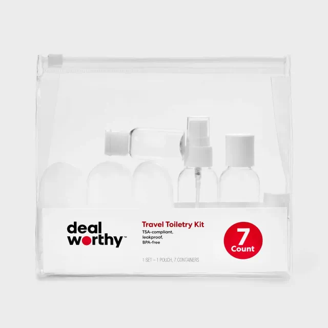 TSA Travel Container Set - 7ct - Dealworthy™: EVA Material, Solid Pattern, Toiletry Kits, TSA Compliant