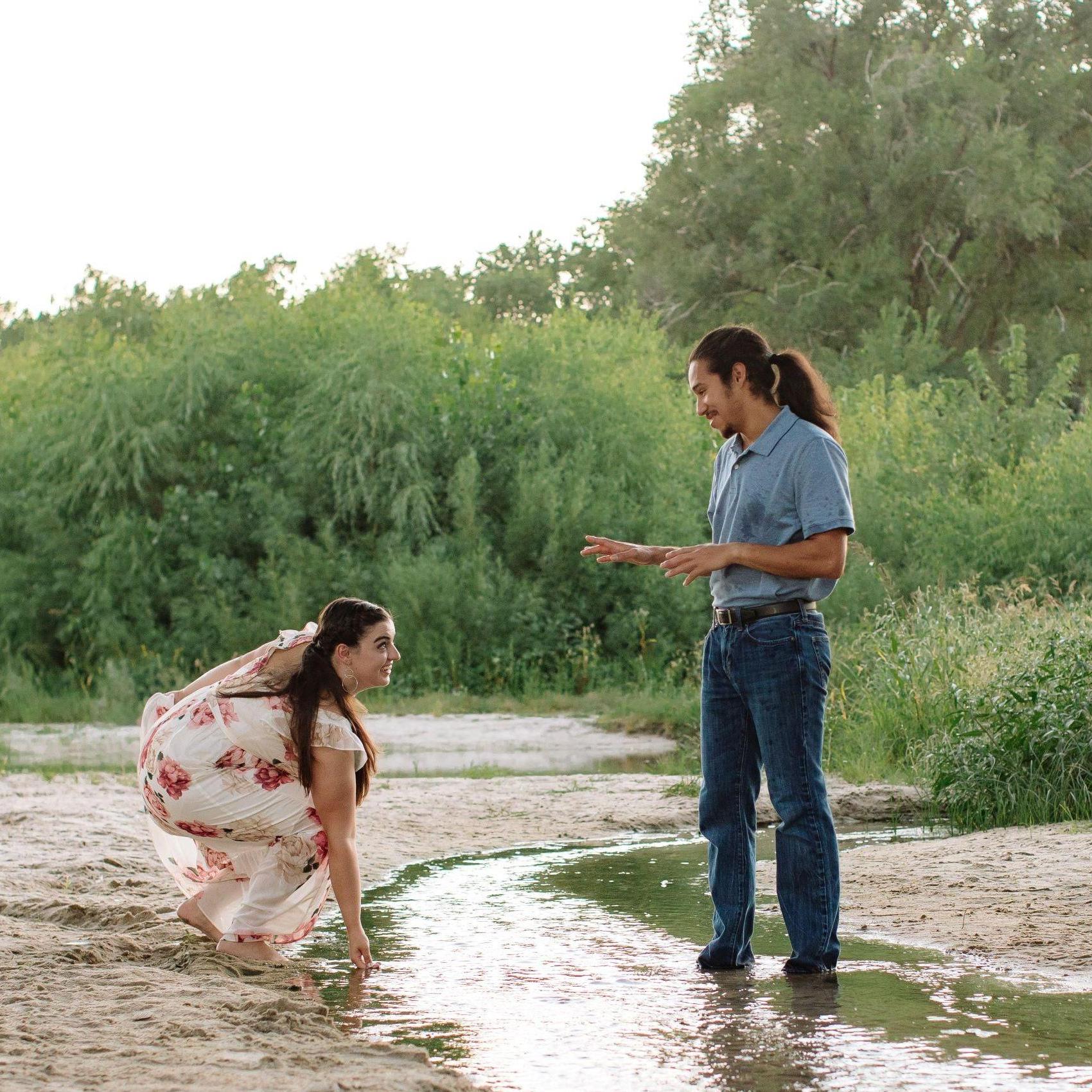 (Engagement Photo) Our amazing photographer brought us to a small spring and well we had to splash a little. Right!?!