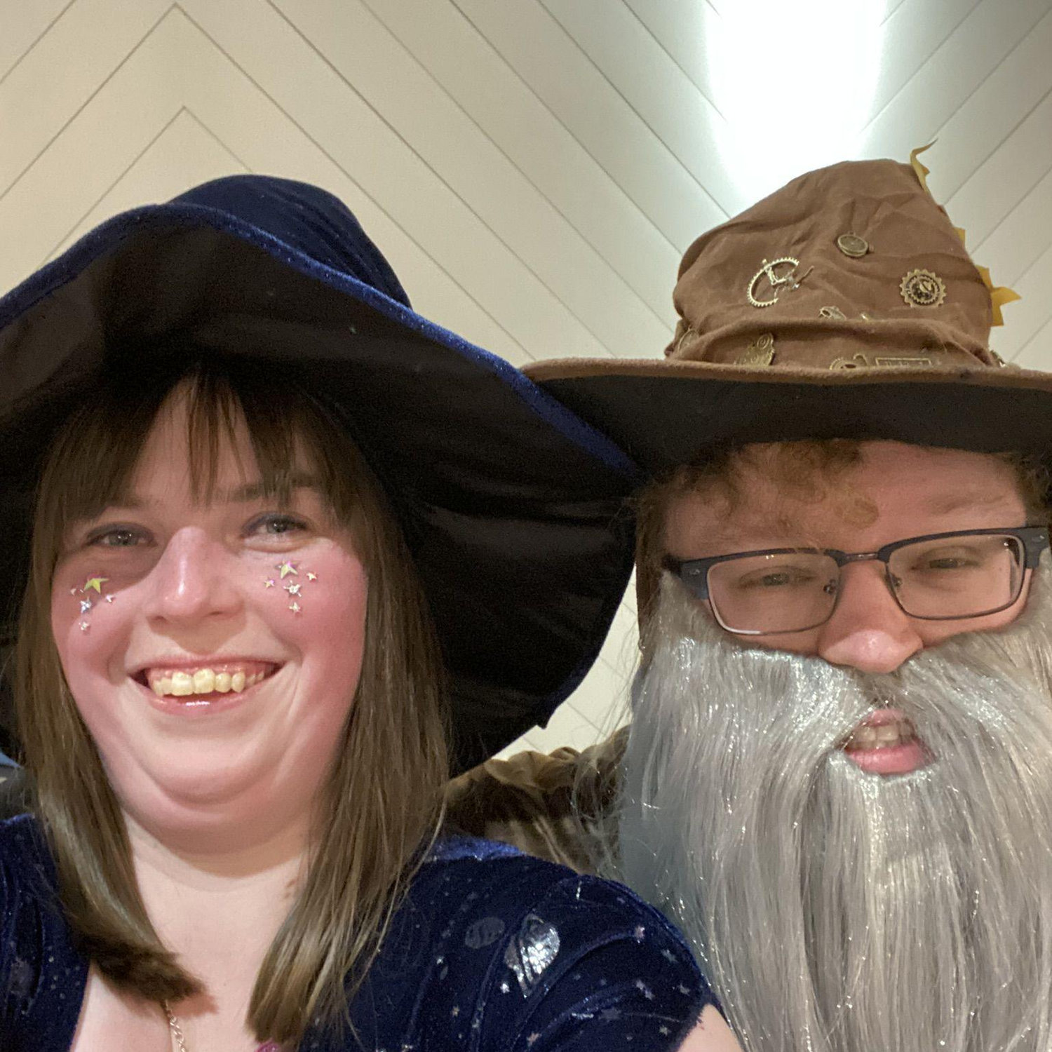 The wedding was on Halloween, so costumes were in the dress code. We went as a Cosmic Witch and a Time Wizard, trying very hard to make a cohesive theme. Couples Cosplay is a lot of fun!