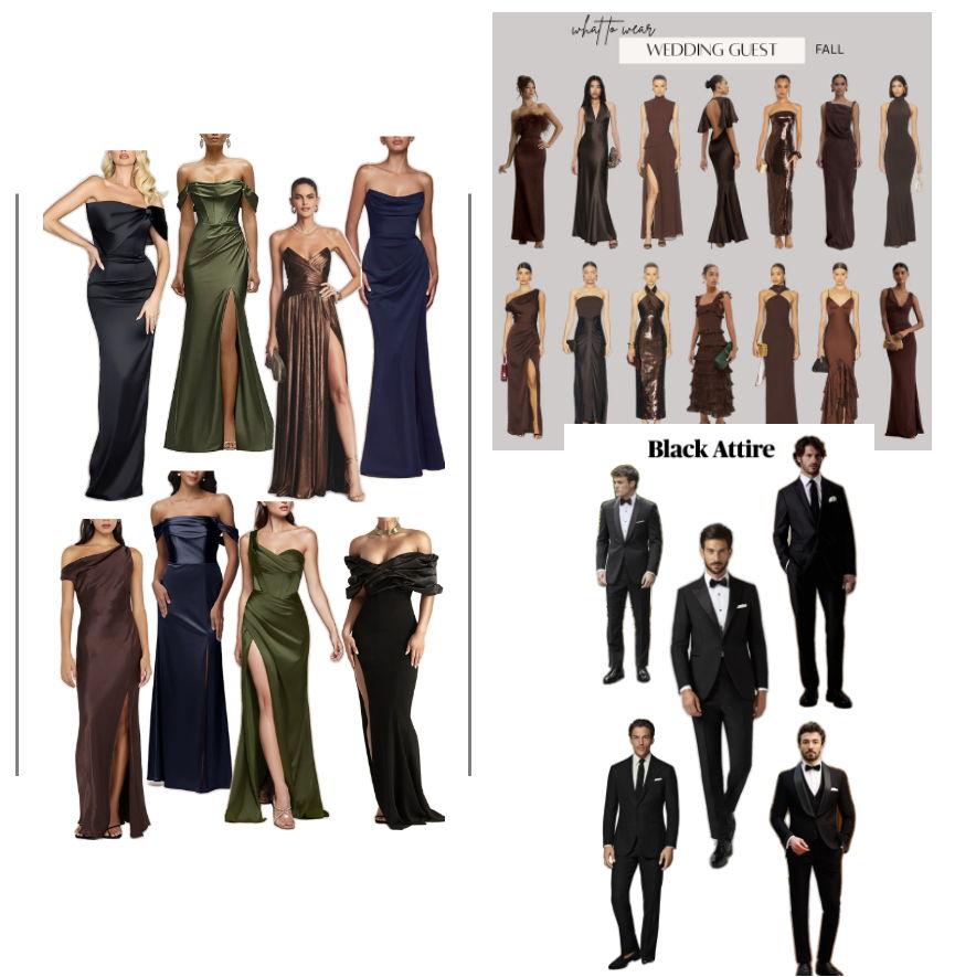 Dress Code Inspo- dark elegant tones, tuxedos and dark suits