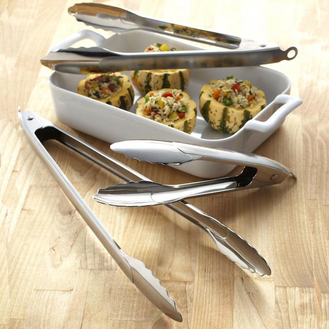 Rösle Locking Stainless Steel Tongs, 9"