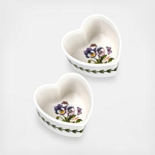 Botanic Garden Heart Shape Ramekins, Set of 2