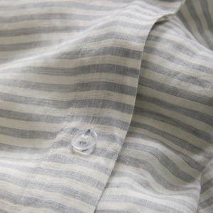 Linen Duvet Cover Queen | Quince in Mist/White Stripe with Shams