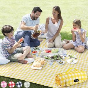 ZAZE Extra Large Picnic Blanket, 80''x80'' (Yellow and White)