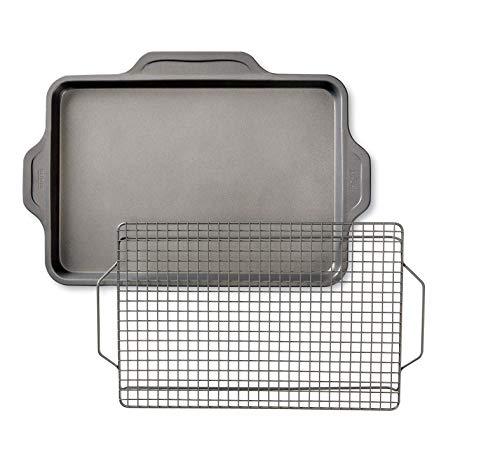 All-Clad J257S264 Pro-Release bakeware sheet with rack, 21 In x 14.25 In x 2 In, Grey