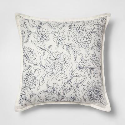 Embroidered Floral Square Throw Pillow - Threshold™