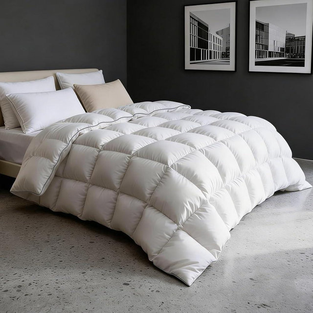 Goose Down Comforters 100% Oganic Cotton Shell Queen Size Comforter Luxury Duvet Insert, All Season White Bed Comforter Medium Warmth Goose Down Duvet,430 Thread (Queen 90x90)