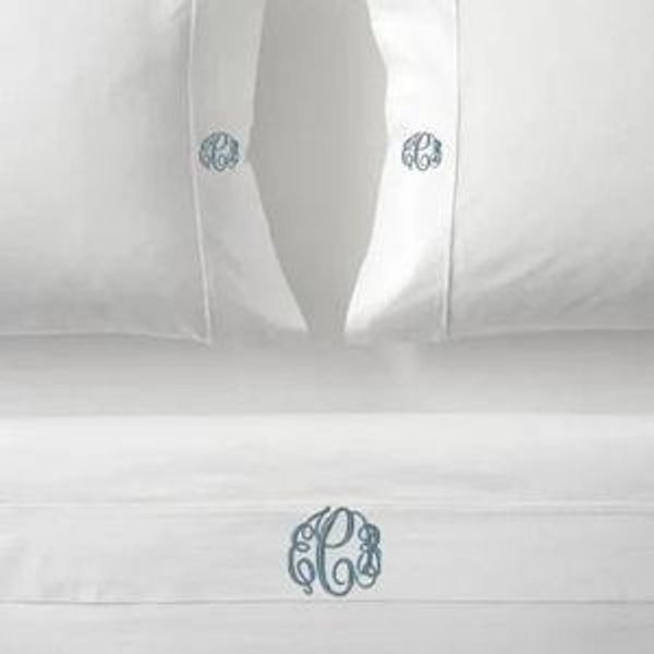 Monogram 700 Thread Count Luxe Sateen Egyptian Cotton No Iron Queen Bed Sheet Set