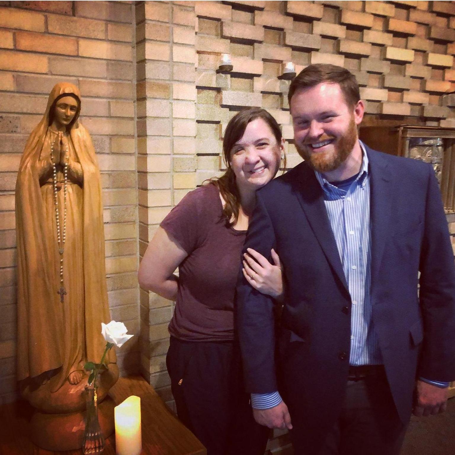 Right after he proposed! We gave a rose to Mary asking her to pray for our engagement and many blessings for our future marriage.