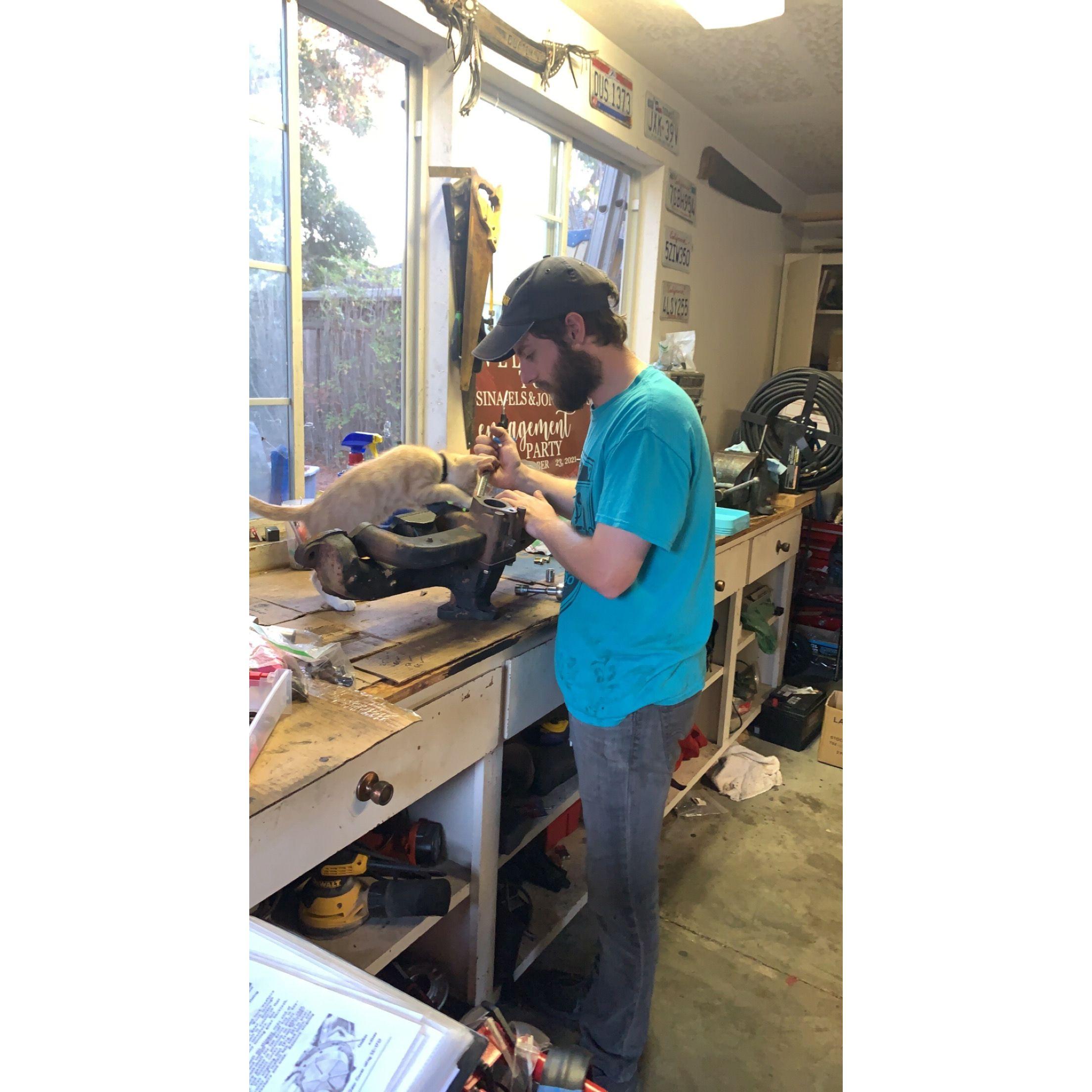 My two boys working in the garage :)