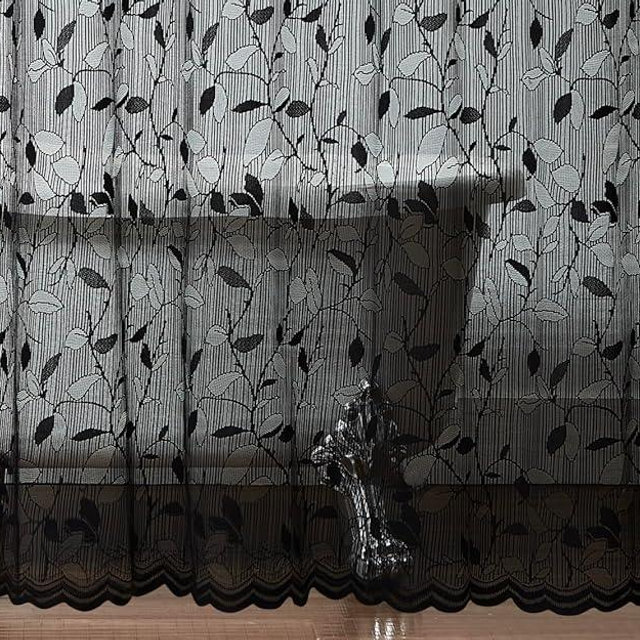 Warm Home Designs Black Lace Shower Curtain. Gothic Shower Curtain with Rustic Leaf Pattern. 72 x 72 Inch Modern Farmhouse Shower Curtain Creates Beautiful and Elegant Shower Decor. GR Black 72"