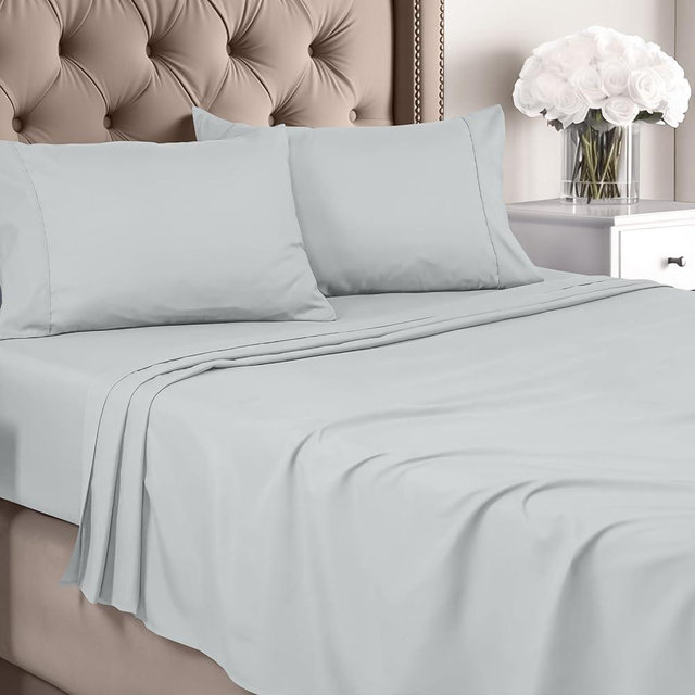 Utopia Bedding Queen Sheet Set - Brushed Microfiber - Soft Bed Sheets for Queen Size Bed Set - Includes 1 Fitted, 1 Flat, & 2 Pillow Cases - Deep Pocket (Light Grey)