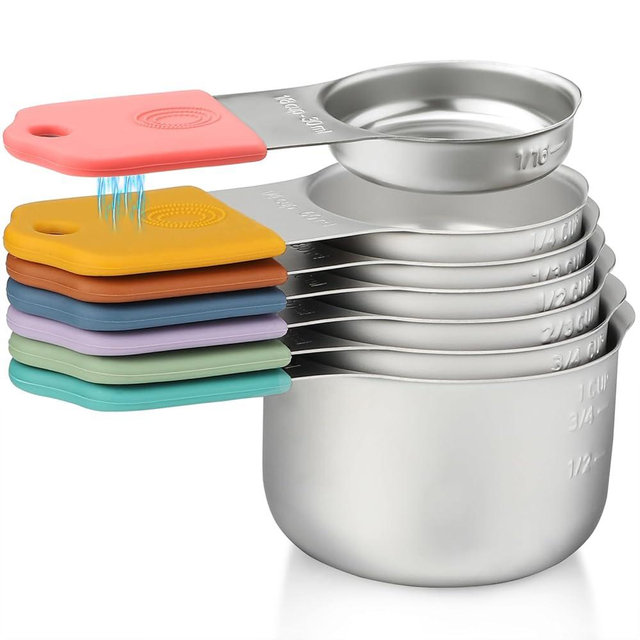 Magnetic Measuring Cups Set 7 Stainless Steel Stackable Nesting Measuring Cups for Measuring Dry and Liquid Ingredients
