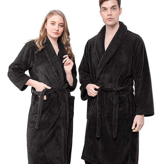 American Soft Linen Warm Fleece Robe, Mens and Womens Robe Fuzzy, 1 Piece Unisex Plush Adult Bathrobe for Bathroom