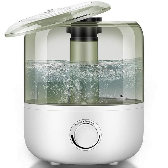 Ultrasonic Cool Mist Humidifiers for Bedroom,SIXKIWI 3L 30Hours Essential Oil Diffuser for Large Room,Easy Top Fill&Clean,Never Leak&Mould,Whisper-Quiet,Auto Shut-off for Home Office Baby(White&Grey)